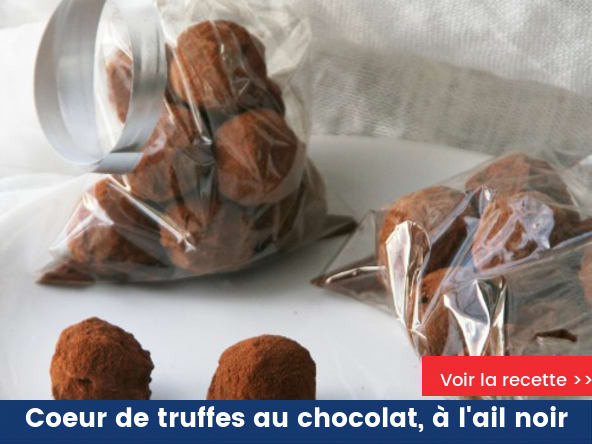 Coeur de truffes au chocolat, à l'ail noir